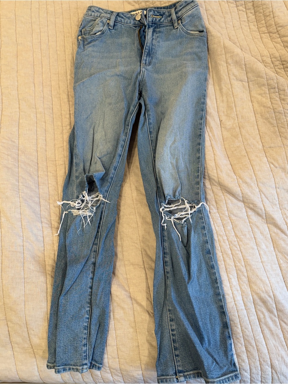 ROLLA'S Light Blue Distressed Flare Jeans